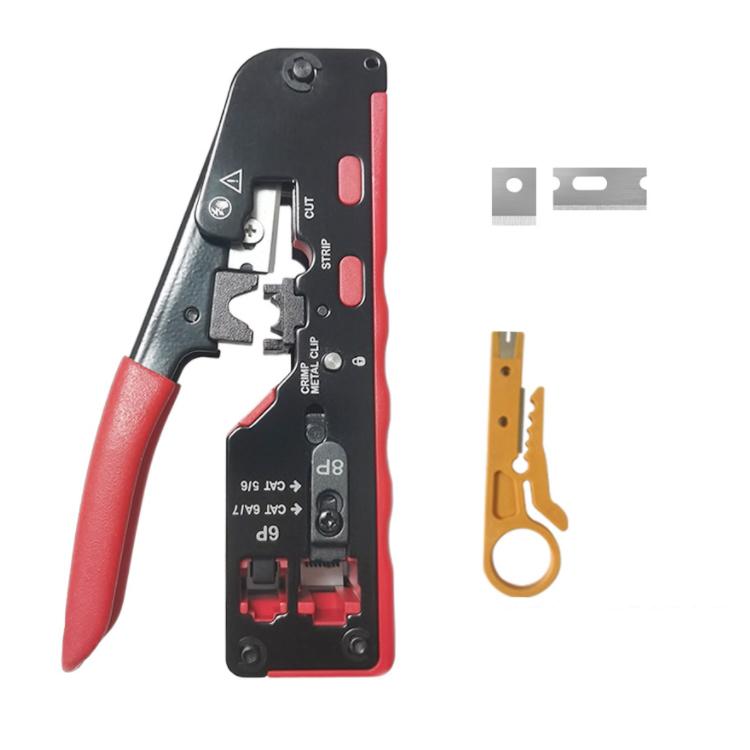 Multifunctional 6P 8P Wire Cable Crimper Stripper Cutter Pliers Network Cat5e Cat6 Cat7 Rj45 Pass EZ Crimping Tool Novelty Gift