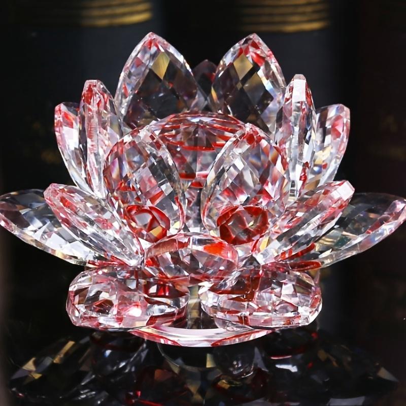 1pc Handcrafted Crystal Lotus Ornament For Home Decor And Desk Cabinet Decoration