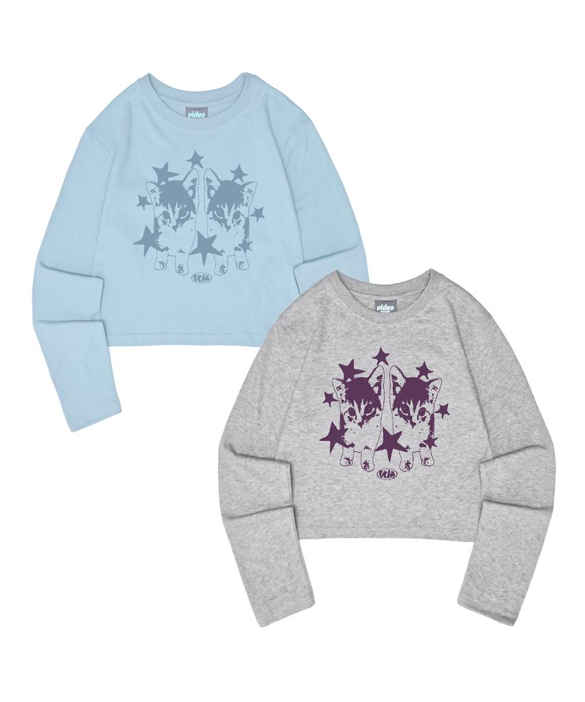 VIDEO JOCKEY Kitty Kitty Ls T-Shirt [Melange Gray]