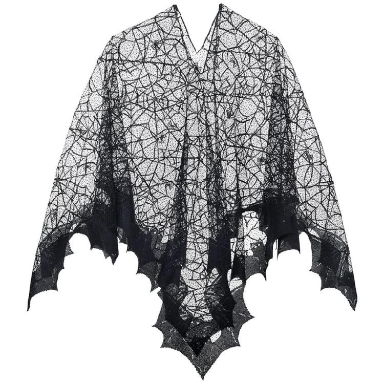 Halloween Webs Shawl Poncho for Women Lady Dark Shawl Proms Sexy Lace