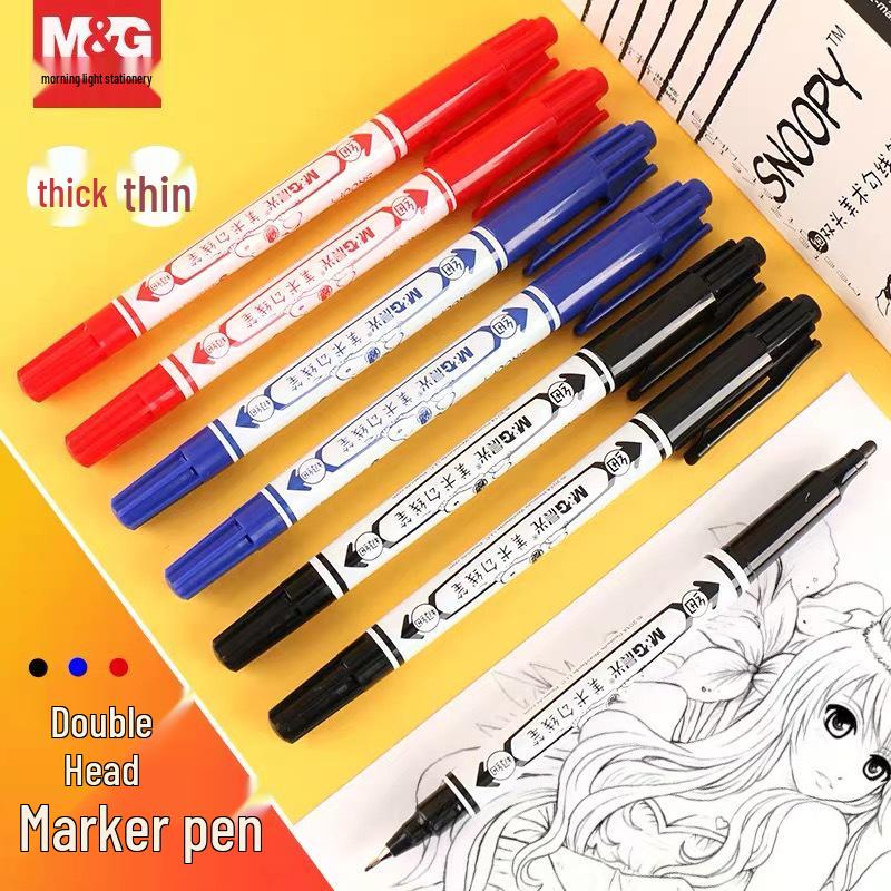 Chen Guang Double-Headed Art Liner Pen - Waterproof, Oil-Based Marker, Fade-Resistant, Ideal for Students