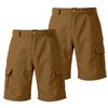 Men's Color Cargo Shorts 2-Pack with Button and Elastic Waist, 6 Pockets