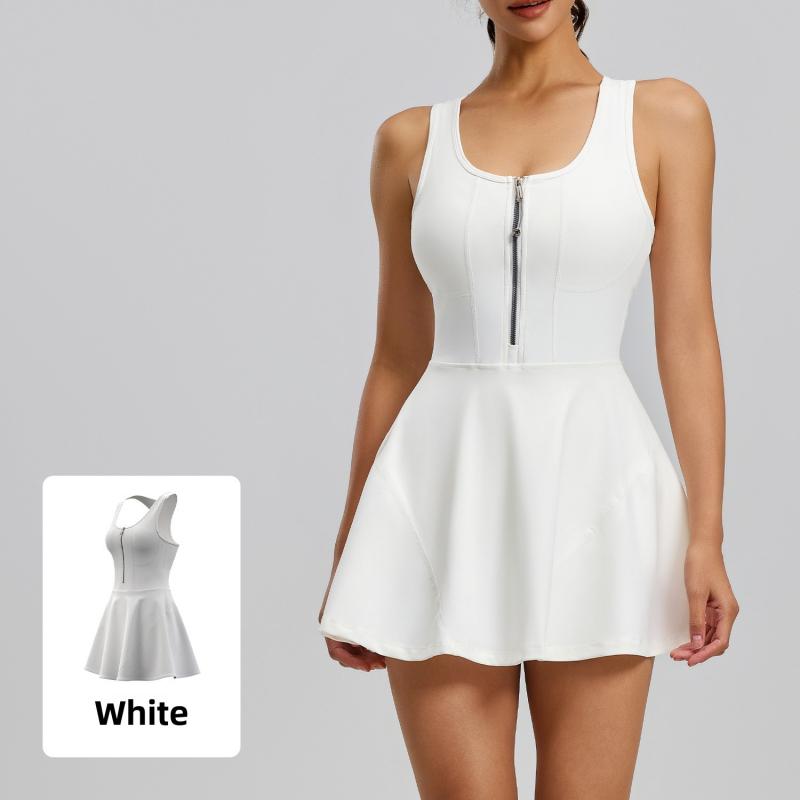 New Zipper One-Piece Dress for Women, Anti-Exposure, for Outdoor Running and Fitness S белый
