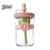 Travel Friendly Tea Infuser Bottle Glass Straw Cup with Detachable Filter Macaron Color Flower Compartment Decor Portable Heat Resistant