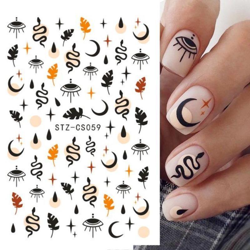 Graffiti Strips Nail Stickers for Women Nail Art Decorations Rose Gold Abstract Line Spring 3D Slider for Manicure Polish Tattoo