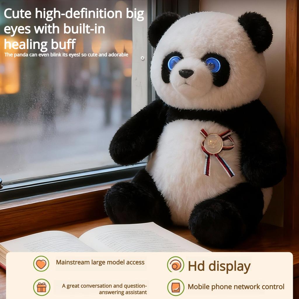 Робот-плюш Panda AI, інтелектуальна інтерактивна іграшка зі світлодіодними очима, голосовим керуванням, USB-зарядкою, компаньйон, подарунок для дітей/розумний дім