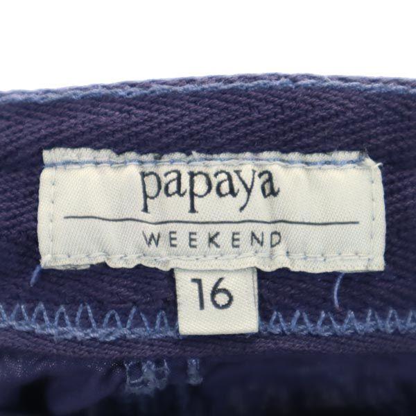 Papaya Cotton Linen Blend Pants 16 Navy Roll-up Hem Women Used