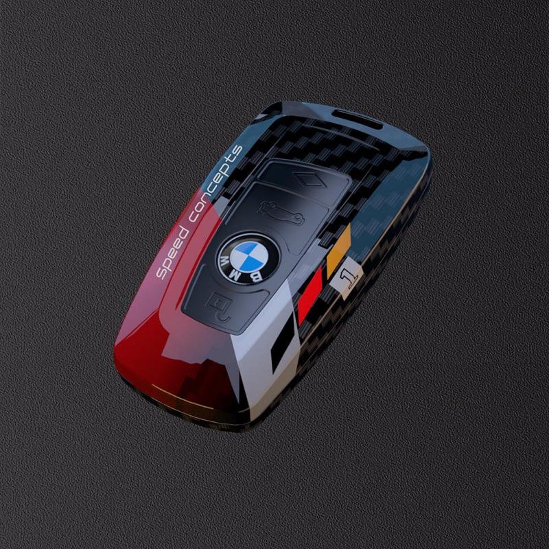 Applicable To BMW 5 Series Key Case New 3 Series Carbon Fiber Texture Key Case 7 Series Blade X5x6 Square X1x3 Shell Buckle