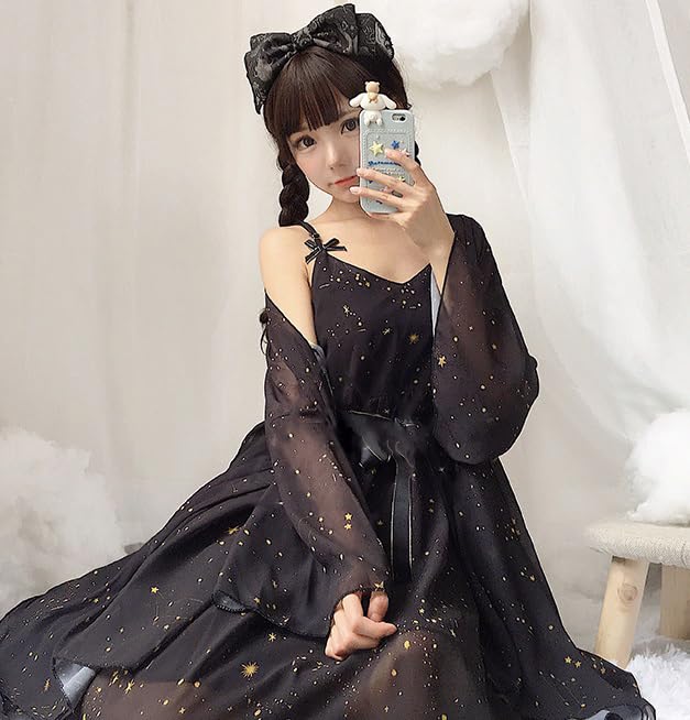 Alice Gothic Starry Sky Dress and Cardigan Set [d. & Lolita] [d.Alice] (Black)