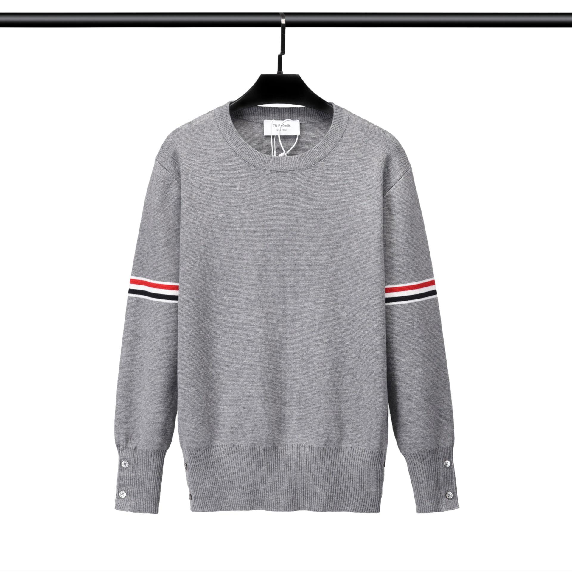 

TB BROWIN Унисекс Полосатый Пуловер из Шерсти с Круглым Вырезом XXXL серый
