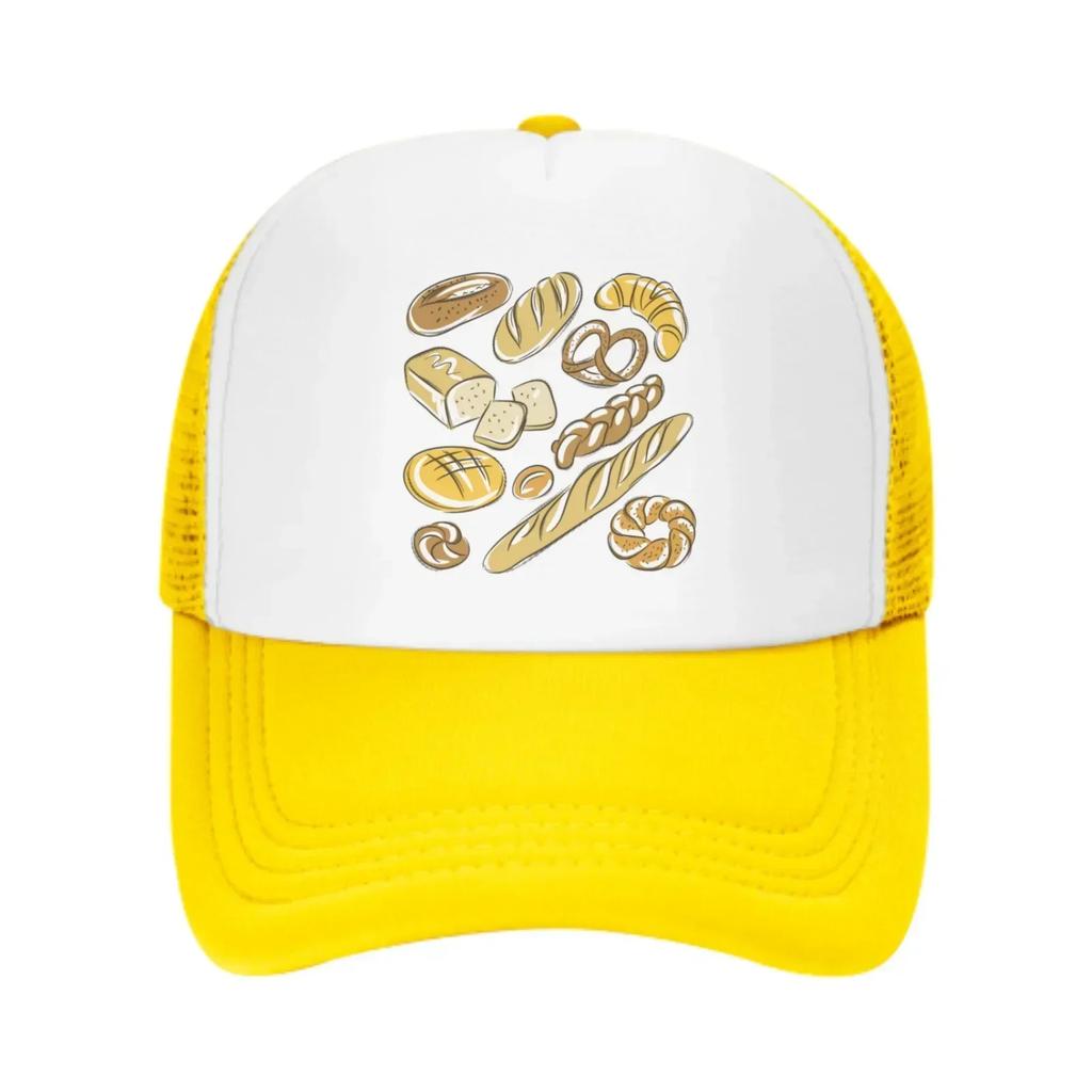 Bakery Baguette Mesh Trucker Hats for Men Women Adjustable Casual Fashion Baseball Caps for Outdoor Activities