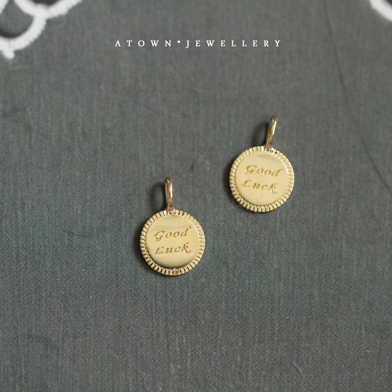 Good Luck Charm: 14K Gold Plated 925 Sterling Silver Coin Necklace Pendant