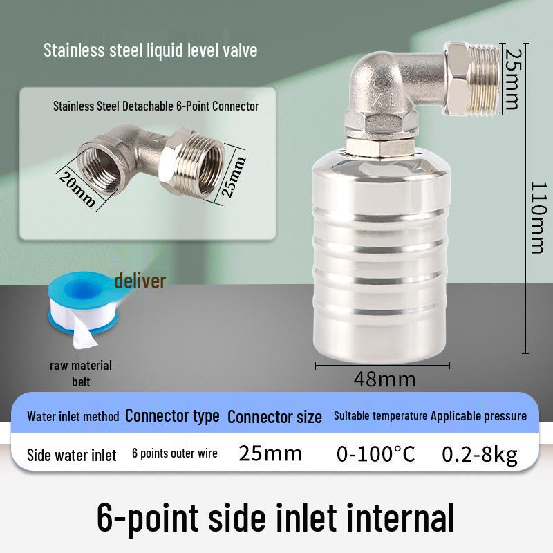 Crossing Mile Stainless Steel Automatic Water Level Controller - Large Flow Float Valve for Cooling Towers & Kitchen Water Tanks