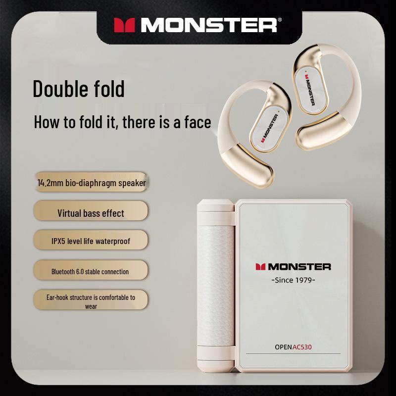 

Monster AC530 Wireless Bluetooth Over-Ear Foldable Gaming & Sports Earbuds with Long Battery Life