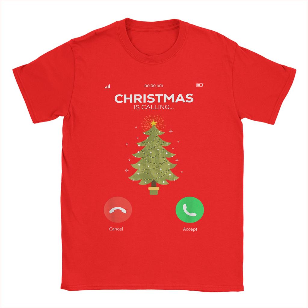 Weihnachten ruft Weihnachts-Pyjama Lustiger Weihnachtsbaum Herren T-Shirts Lustige T-Shirts Kurzarm O-Ausschnitt T-Shirts Sommer Tops