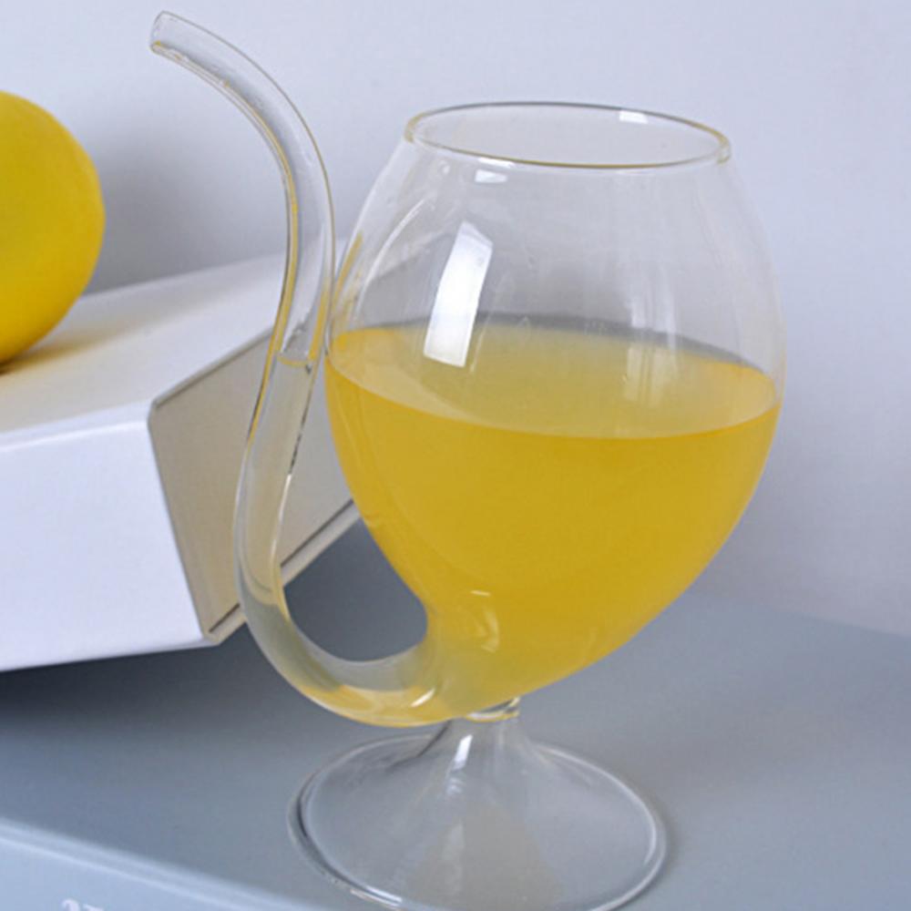 Tazza Bicchiere con Cannuccia Bicchiere Vino Whiskey Resistente al Calore Succhiare Succo Latte Tubo per Bere Tazza con Cannuccia