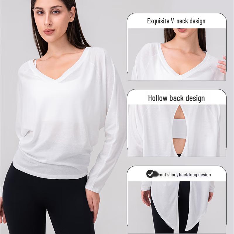 Women's Loose-Fit Yoga Long-Sleeve Tie-Back Top