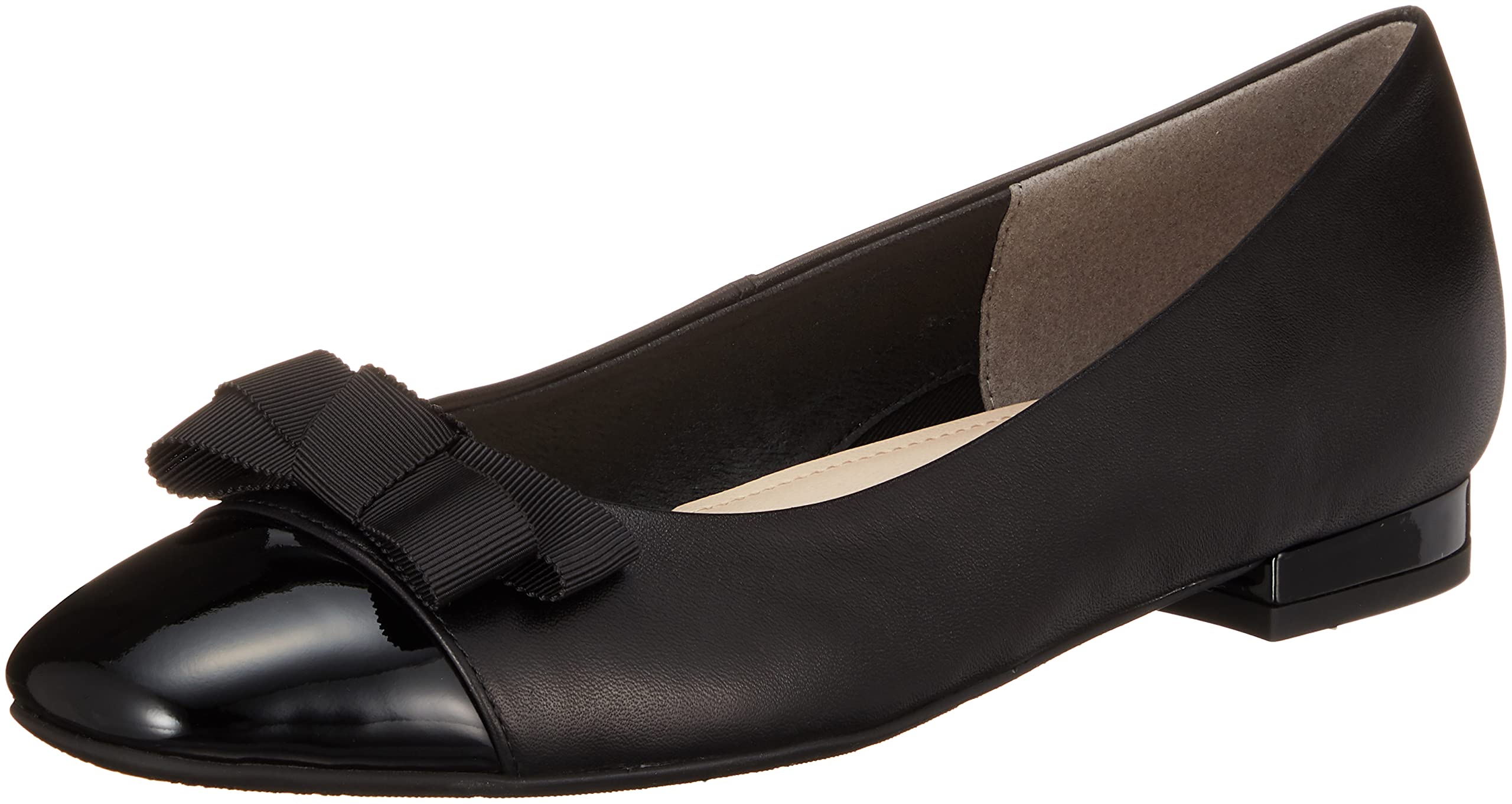 

Unleaf Ribbon Motif Toe Cap Cutter Pumps, Women s, 3891, Black Combination, Size 22.5 cm, 2E