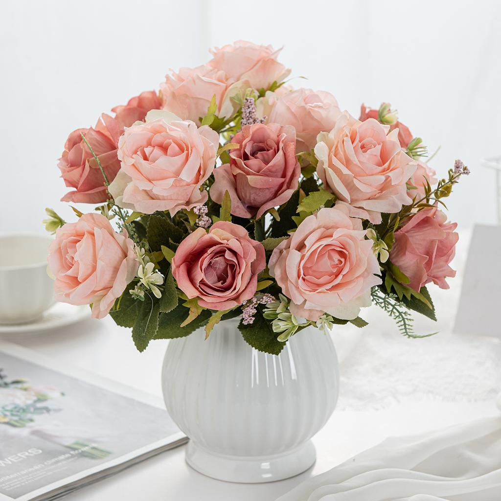 Artificial Flower 5 Head Silk Rose Wedding Brial Bouquet Valentine's Decor Home Room Garden Yard Scrapbooking Diy Gifts Products