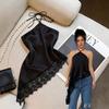 2026 Summer European & American Women's Sleeveless Satin Camisole with Lace Trim
