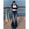 Y2K Slim Fit High Waist Casual Womens Jeans Retro Denim Pants Low Rise Flared Trousers Long Bootcut Drag Autumn for Women
