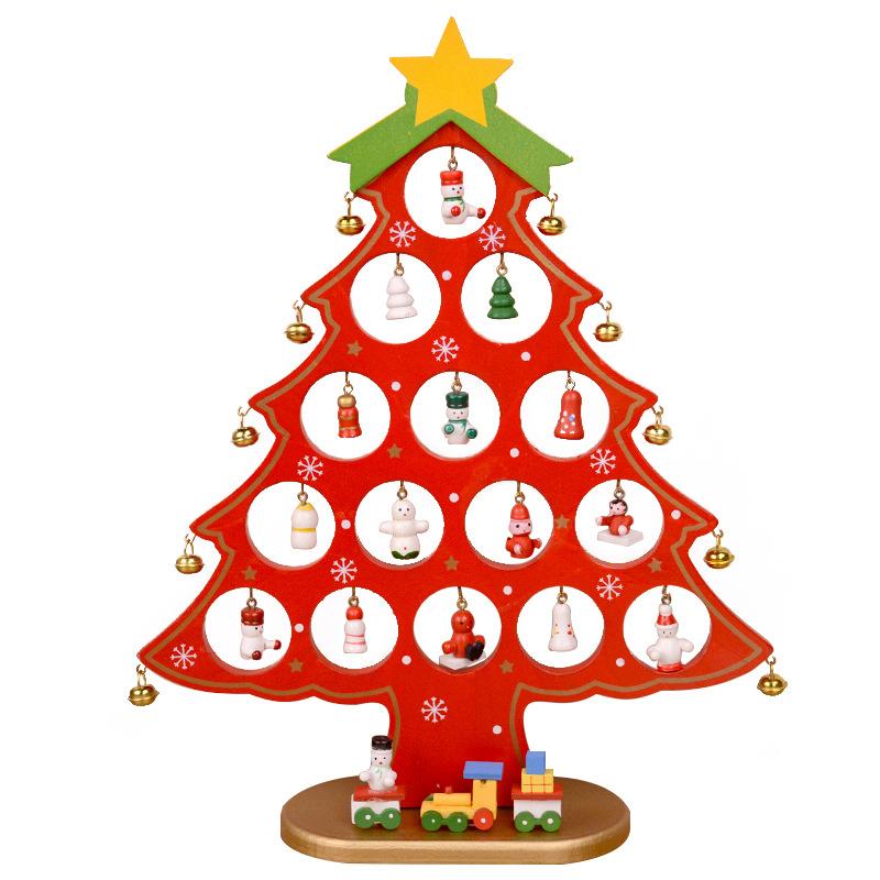 Christmas Decorations Small Christmas Tree Ornaments Wooden Mini Christmas Tree Desktop Decoration Christmas Gifts