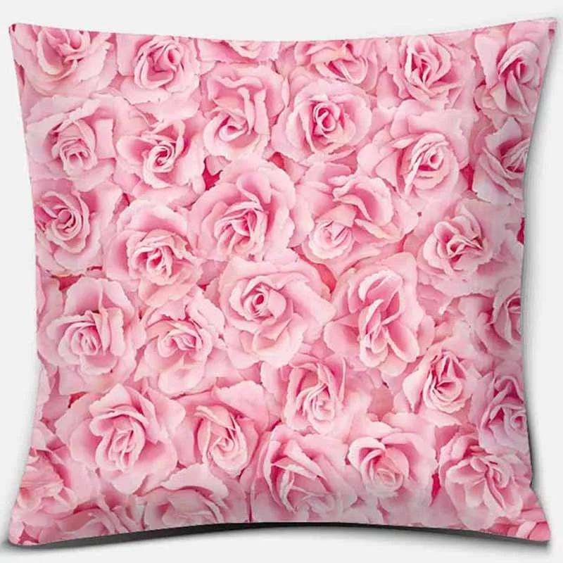 Taie d'oreiller carrée imprimée rose, housse de coussin de canapé, décoration de la maison, voiture