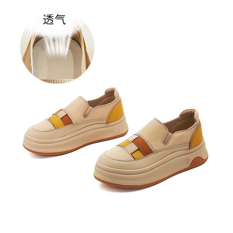 National style little white shoes 2025 spring and summer new retro color matching platform single shoes women's one-pedal comfortable commuting women
