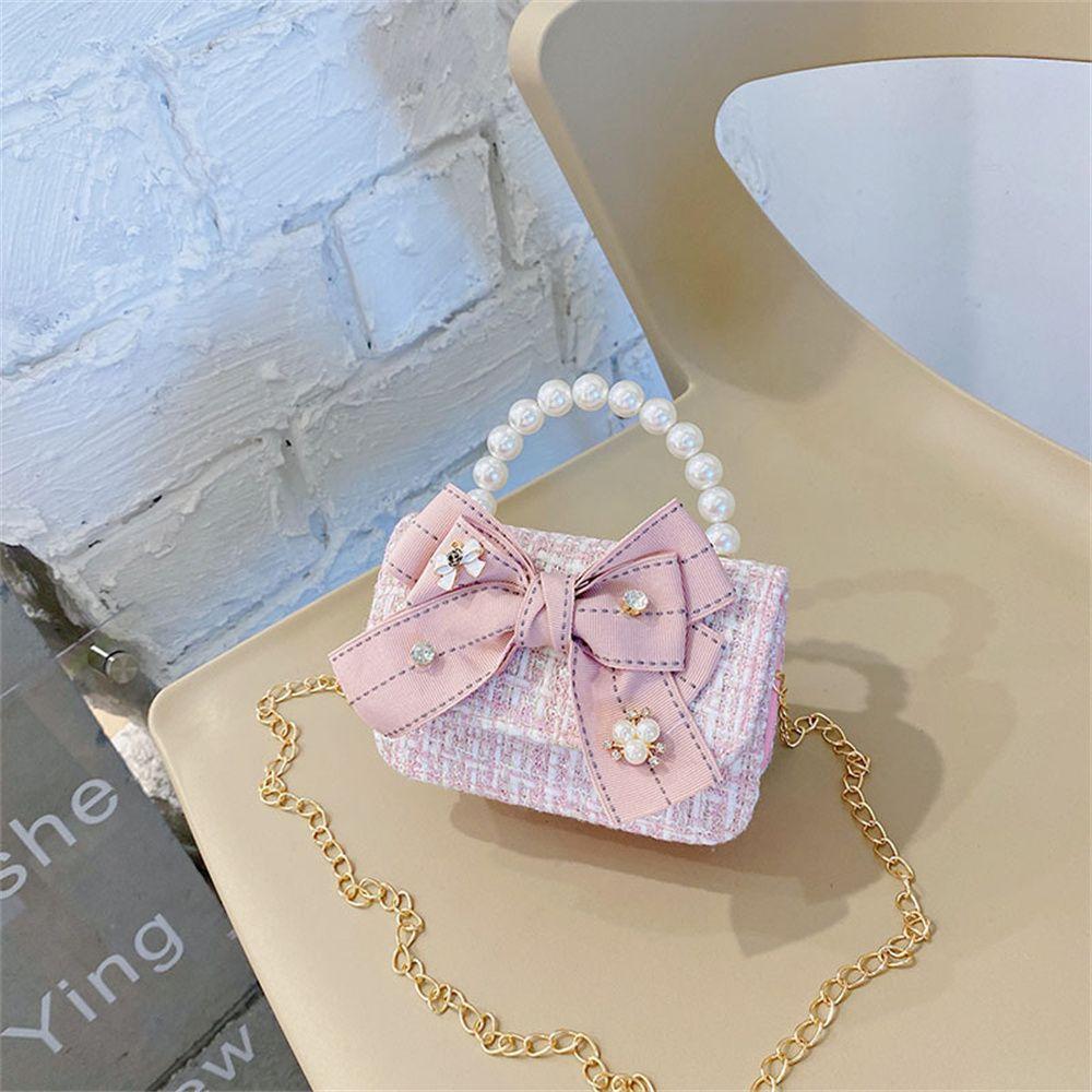 Girl Handbag Backpack Children Pearl Bow Bag Cute Messenger Shoulder Bag Baby Coin Purse Candy Wallet Bag Chain Flap Bags