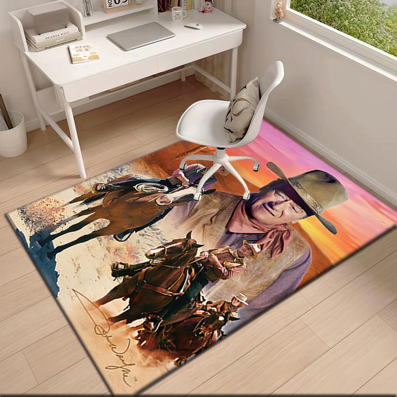 1pc John Wayne's vintage cowboy poster Carpet Rug for Living Room Bedroom Home Sofa Decoration,Kids play Non-slip Floor Mat