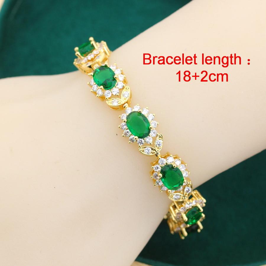 Luxus Mehr Stil Grüner Zirkonia Armreif Vergoldet Hochzeitsschmuck Geschenk Für Frauen