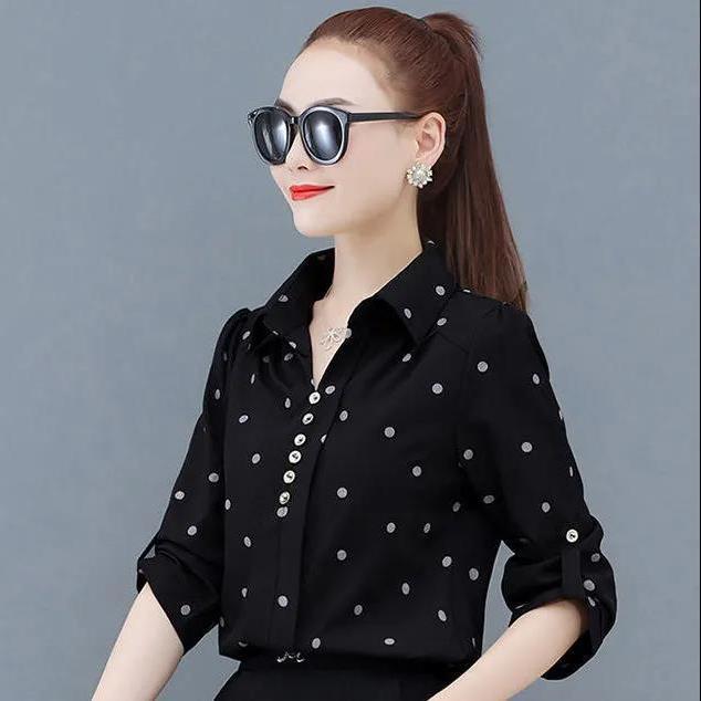 

Осенние рубашки Женская одежда Весенняя и летняя одежда Модные рубашки Топы Женские маленькие рубашки 3XL чёрный