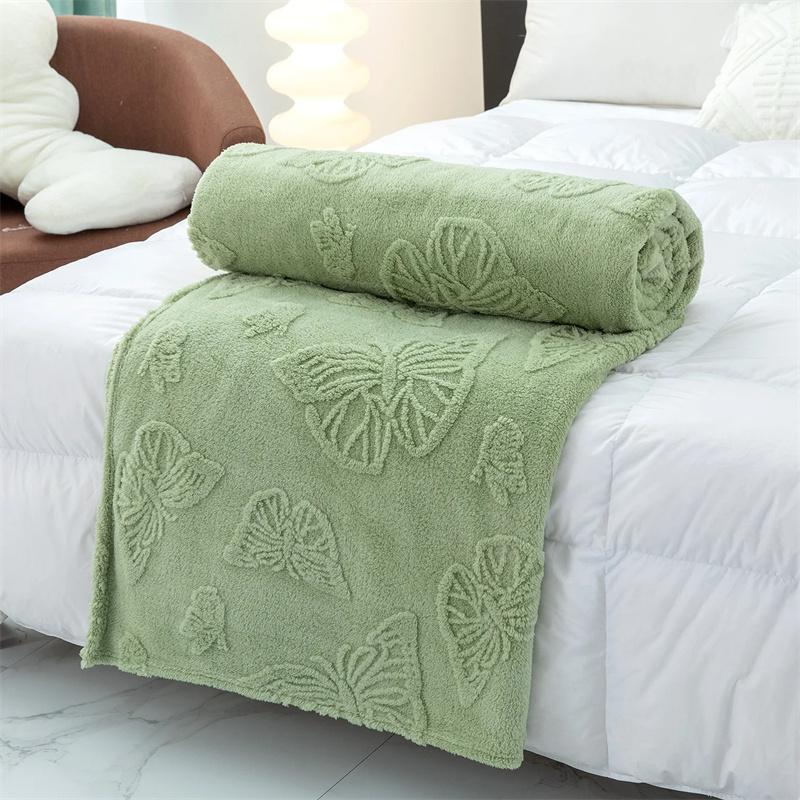 Luxurious Chiffon Butterfly Jacquard Throw Blanket Velvet Nap Blanket Office Shawl Comfortable Blanket Warm Sofa Blankets for Bed Quilt