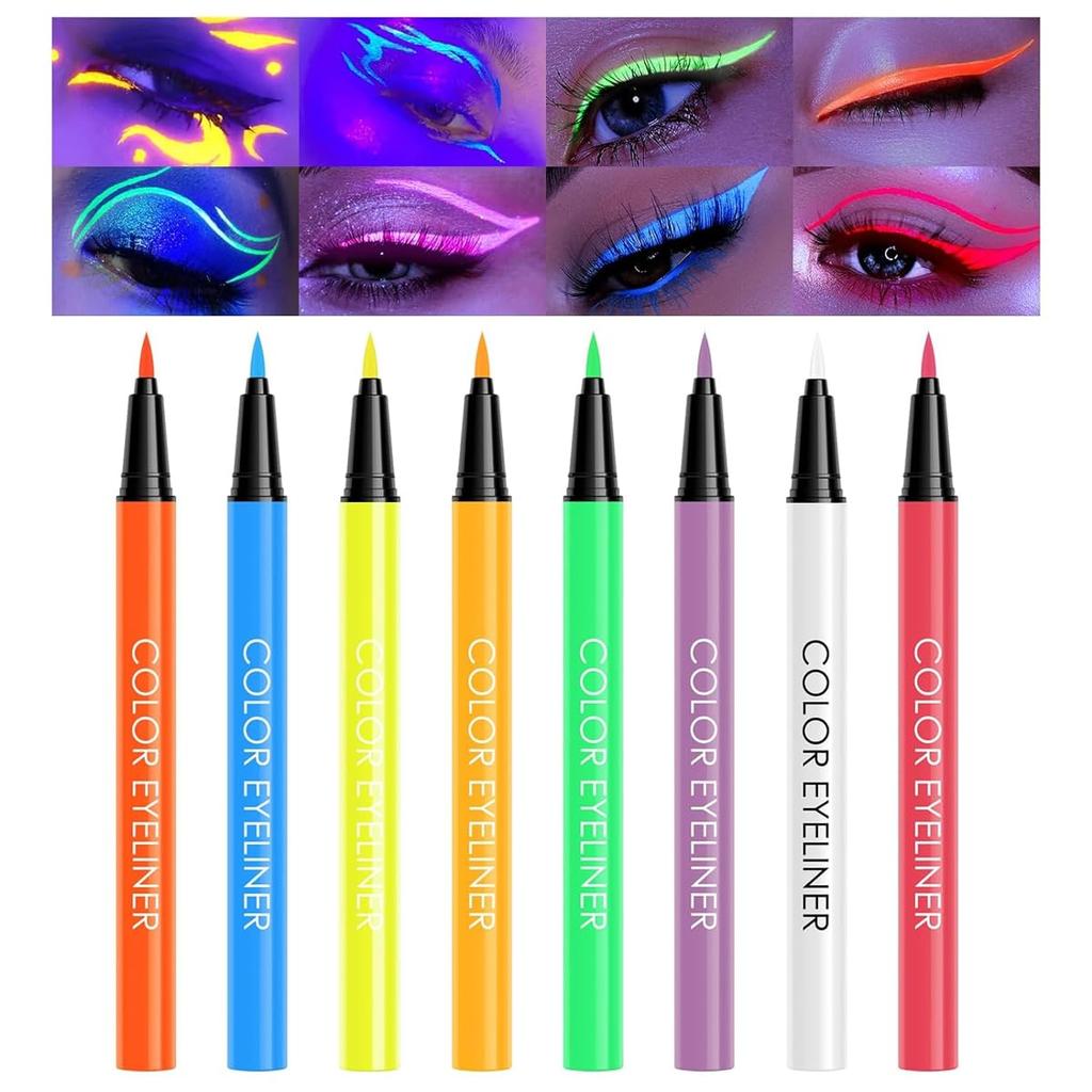 Multicolored Eyeliner Liquid Eyeliner Highlighter Pen Paint Face Paint Color Totem Pen Glow-in-the-Dark Waterproof, Sweat-Resistant, Durable,