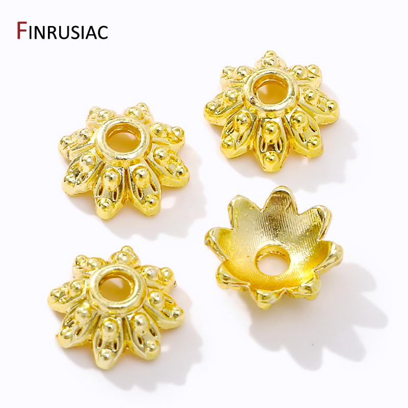 Wholesale Trendy Hollow Flower Beads End Caps,14K/18K Gold Plated Brass Bead Caps For DIY Bracelet Necklace Making Accessories