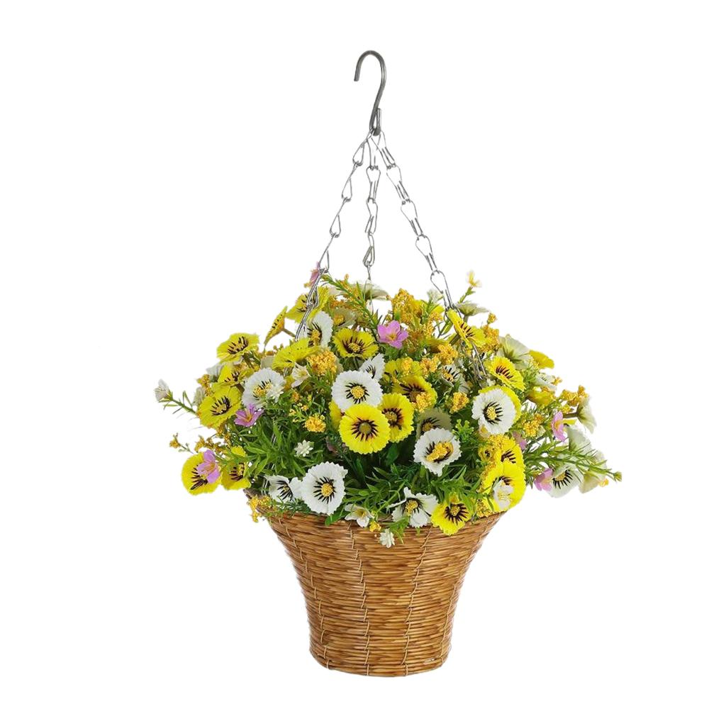 New Artificial Hanging Flowers In Basket Silk Fake Flowers Chain Hanging Basket Flowerpot Wedding Home Party DIY Decoration