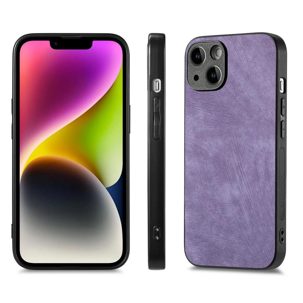 For iPhone 14 Plus Case Shockproof Slim Retro Leather Phone Back Cover