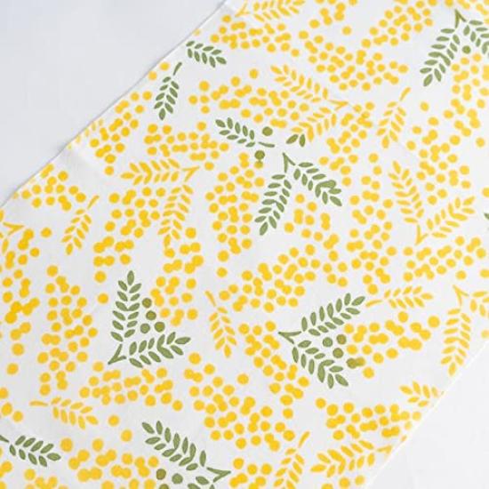 Kamawanu Tenugui Hand Made In 33cm X Spring Pattern Chusen-dyed (Japanese Towel), Japan, Size 90cm, 100% Cotton, (Mimosa)
