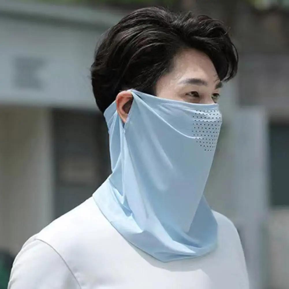 Unisex UV-beskyttelse Utendørs nakkeomslag Sports solsikker smekke Ice Silk Mask Ansiktsdeksel Hals Wrap deksel Solkrem Ansiktsskjerf