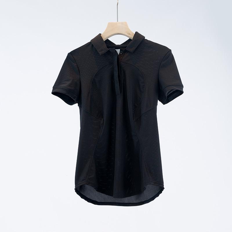 Women's Quick-Dry Polo Shirt - Breathable Moisture-Wicking Knit for Yoga & Fitness