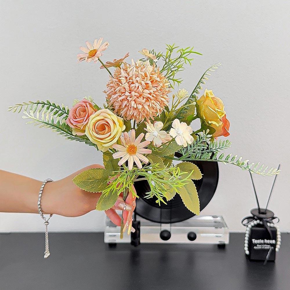 

Зеленые листья Реалистичные цветы Шелковый лепесток Искусственный цветок розы Роза Искусственный цветок Украшение для дома шампанского