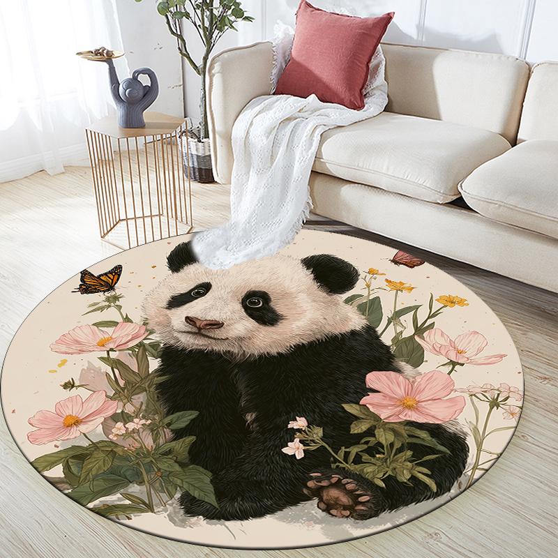 

Panda and Leaves pattern round rug,Carpet Rug for Living Room Bedroom Sofa Playroom Decor,Non-slip Floor Mat,Holiday Gifts and Birthday Gifts 80cmx80cm