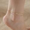 Bohemian Continuous Paw Print Pendant Double Layer Bead Ankle Chain Foot Jewelry for Women