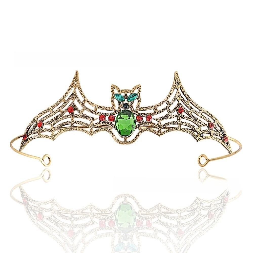 Sparkling Halloween Bat Hairband Metal Halloween Tiara Retro Rhinestone Crowns  Party