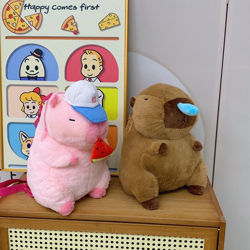Capybara Plush Cartoon Double Shoulder Backpack - Cute Children's Bag