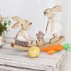Wooden Seesaw Rabbit Ornament Household Decor Painted Graffiti Handicrafts  Happy Easter Party