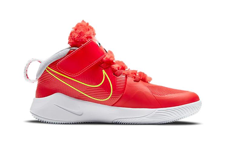 Nike Team Hustle D 9 LI Hook and loop Mid top Children's Basketball Shoes Red Yellow Children Aged 3 7 Years Old CT4063-600