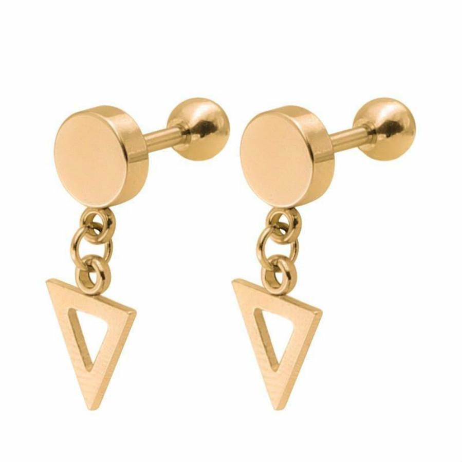 Женщины Антиаллергенная нержавеющая сталь Квадрат Болтание Капля Серьги Пирсинг Серьги Трагус золотой