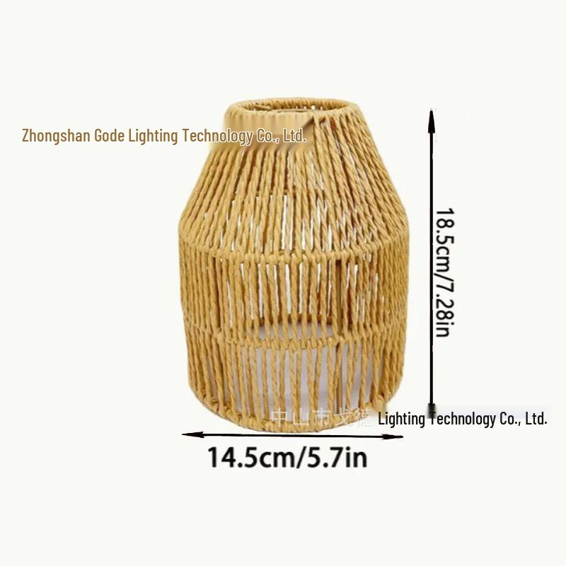 Abajur Boem din Bambus Țesut Manual cu Frânghie de Hârtie