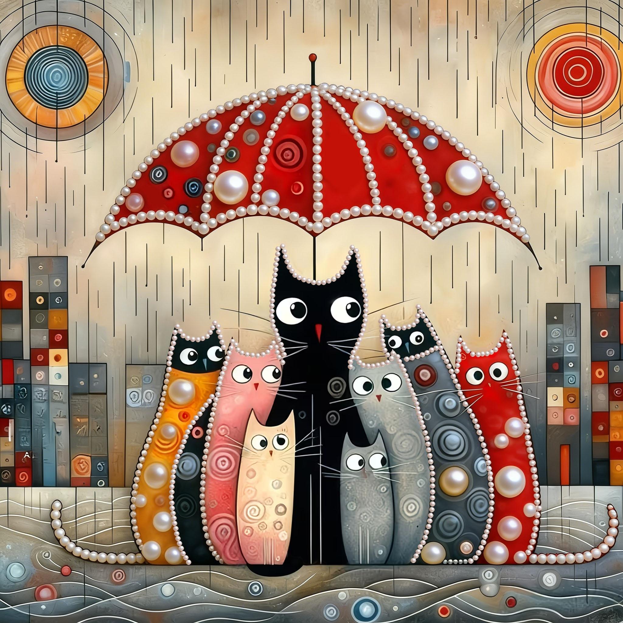 

The Cat Sheltering From The Rain Full 5D DIY Pearl Gem Art Diamond Painting Kits for Adults/Beginners Gift Idea Home Decor 11.81x11.81in 40x40cm
